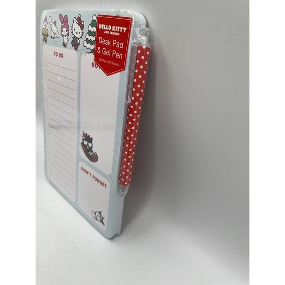2024 Sanrio Hello Kitty & Friends Christmas Desk Pad Gel Pen Set 100 To Do Notes - Picture 6 of 9